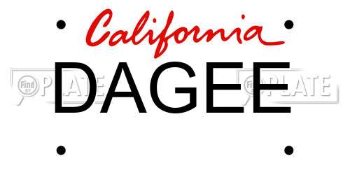 DAGEE California License Plate