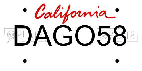 DAGO58 California License Plate
