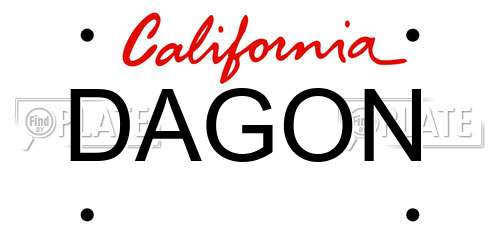 DAGON California License Plate