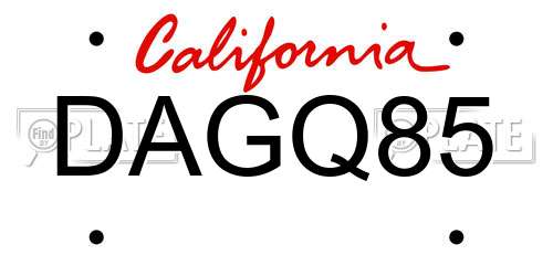 DAGQ85 California License Plate