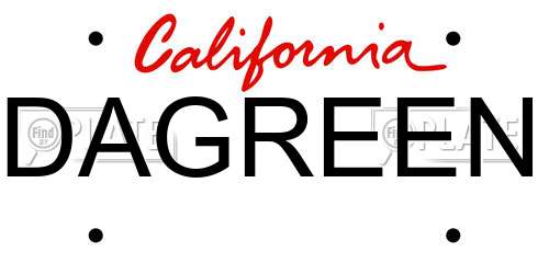 DAGREEN California License Plate