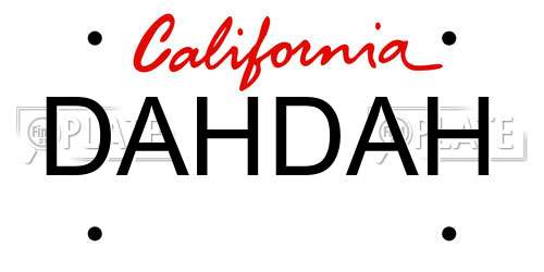 DAHDAH California License Plate