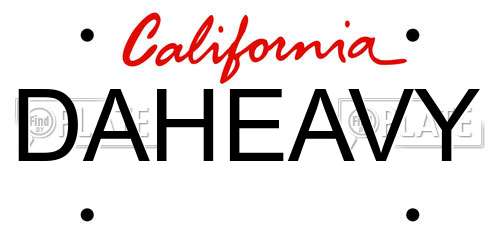 DAHEAVY California License Plate