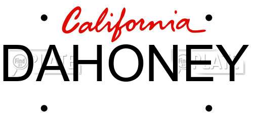 DAHONEY California License Plate