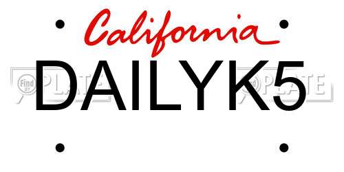 DAILYK5 California License Plate