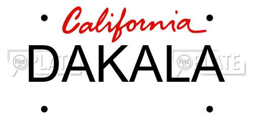 DAKALA California License Plate