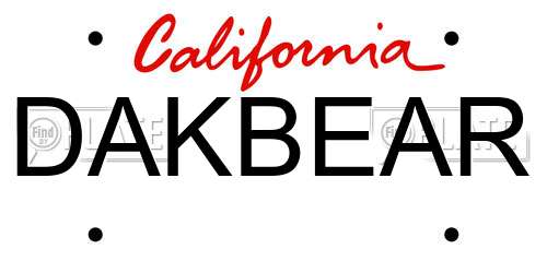 DAKBEAR California License Plate