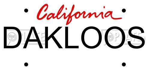 DAKLOOS California License Plate