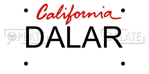DALAR California License Plate