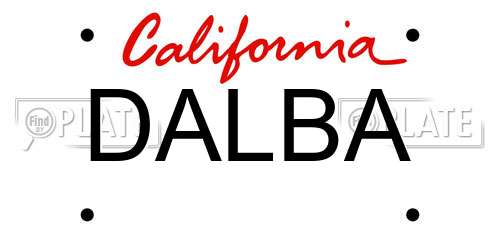 DALBA California License Plate
