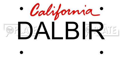 DALBIR California License Plate