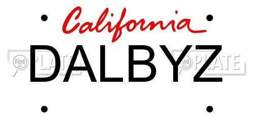 DALBYZ California License Plate