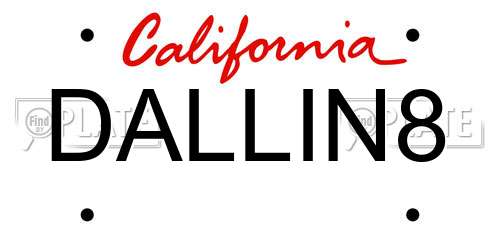 DALLIN8 California License Plate