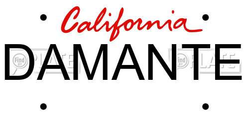 DAMANTE California License Plate