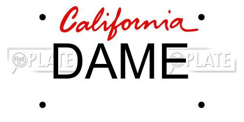 DAME California License Plate