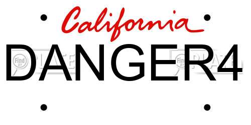 DANGER4 California License Plate