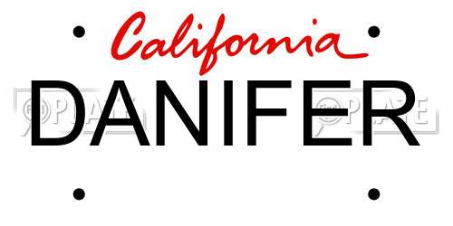 DANIFER California License Plate