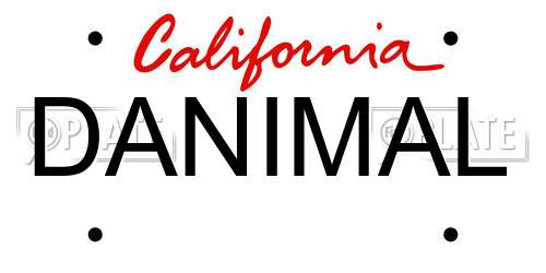 DANIMAL California License Plate