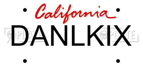 DANLKIX California License Plate