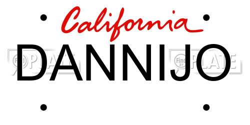 DANNIJO California License Plate