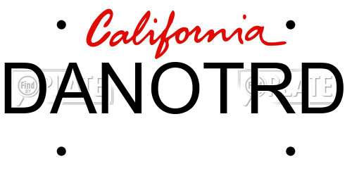 DANOTRD California License Plate