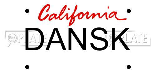DANSK California License Plate