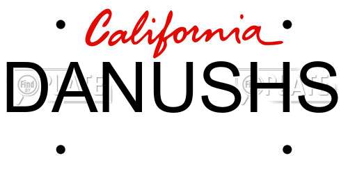 DANUSHS California License Plate