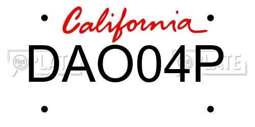 DAO04P California License Plate