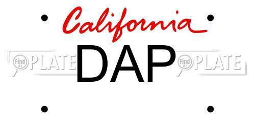 DAP California License Plate