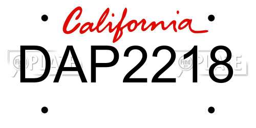 DAP2218 California License Plate