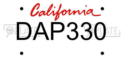 DAP330 California License Plate