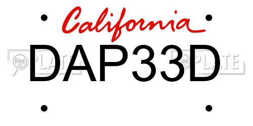 DAP33D California License Plate