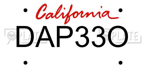 DAP33O California License Plate