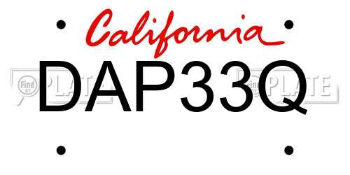 DAP33Q California License Plate