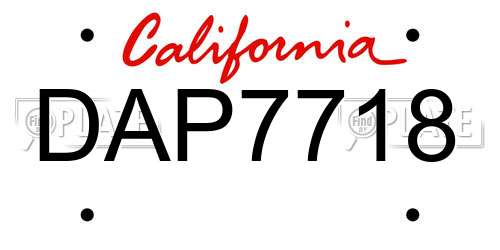 DAP7718 California License Plate