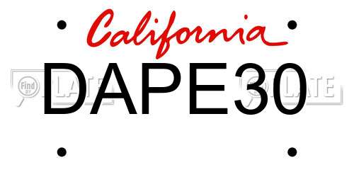 DAPE30 California License Plate