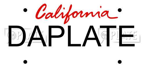 DAPLATE California License Plate