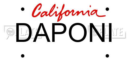 DAPONI California License Plate