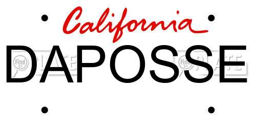 DAPOSSE California License Plate