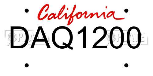 DAQ1200 California License Plate