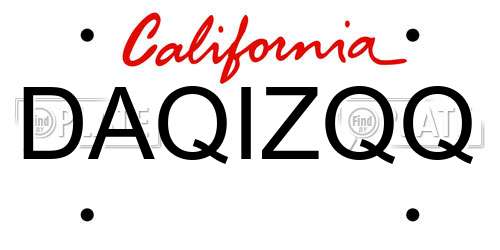 DAQIZQQ California License Plate