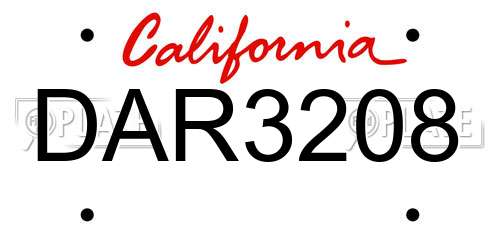 DAR3208 California License Plate
