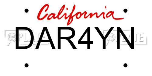 DAR4YN California License Plate