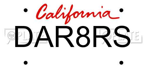 DAR8RS California License Plate