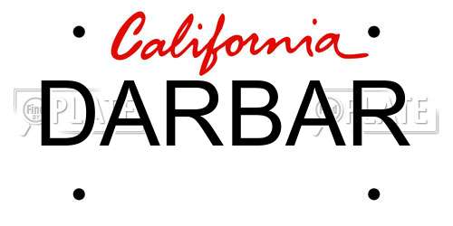 DARBAR California License Plate