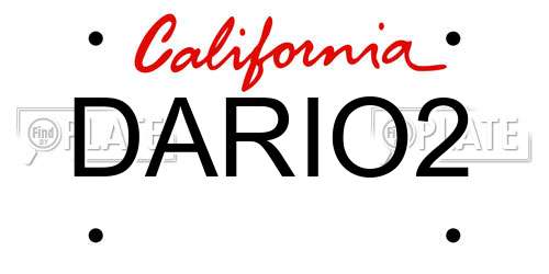 DARIO2 California License Plate