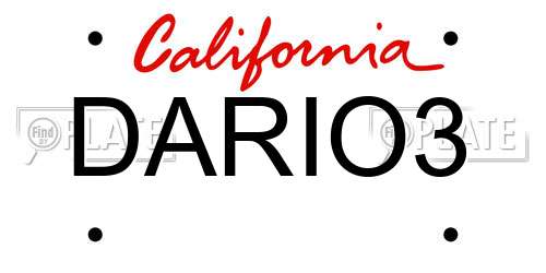 DARIO3 California License Plate