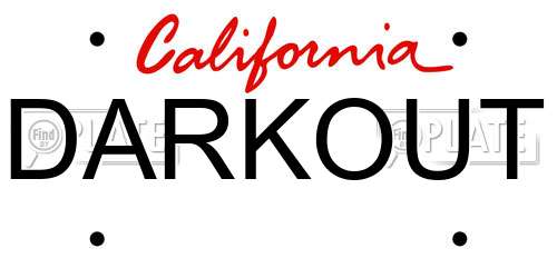 DARKOUT California License Plate