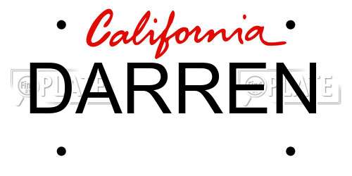 DARREN California License Plate