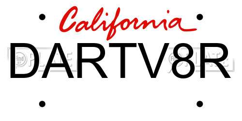 DARTV8R California License Plate